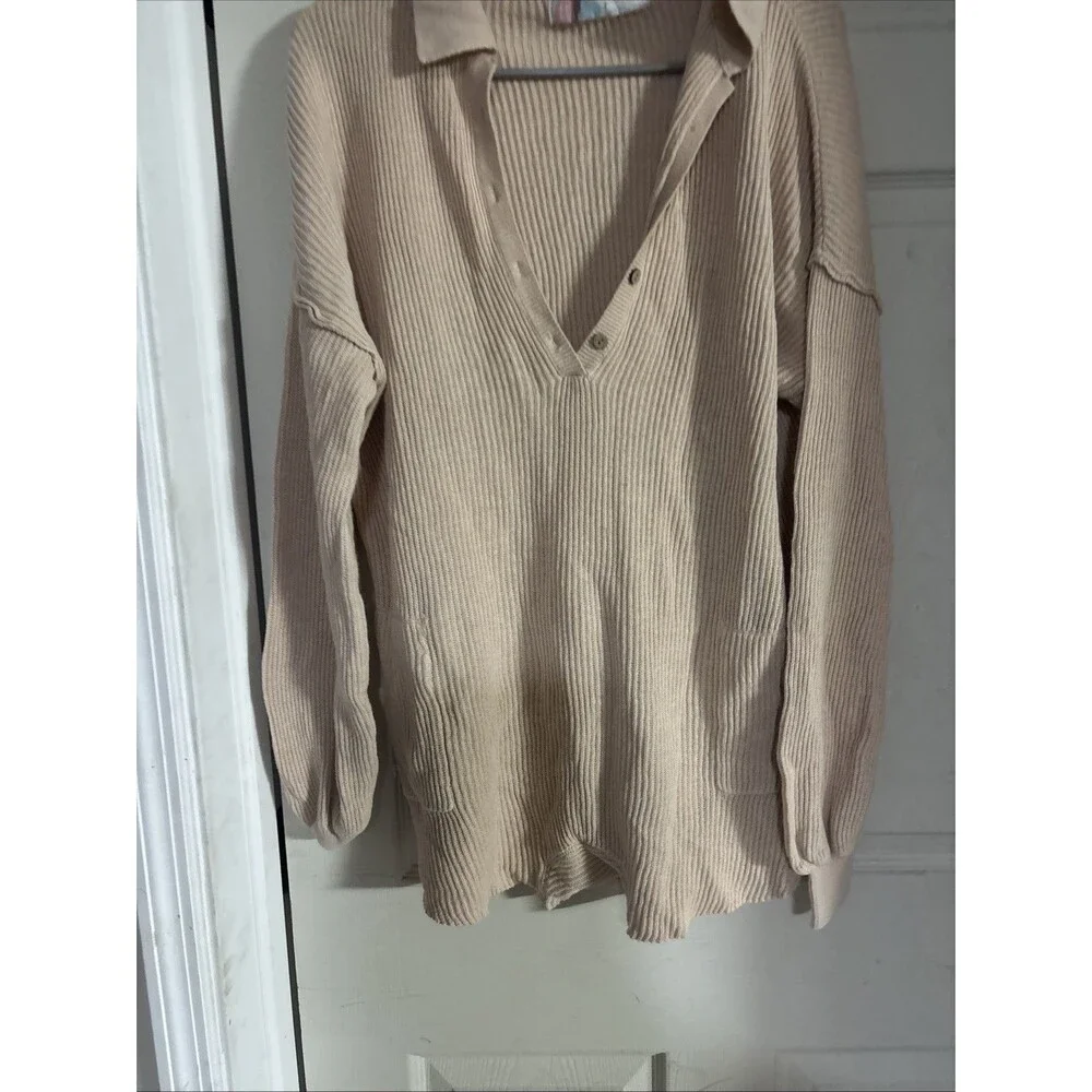 Free People FP Beach Picnic Sweater Romper Small Beige